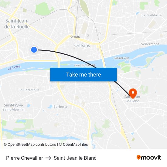 Pierre Chevallier to Saint Jean le Blanc map