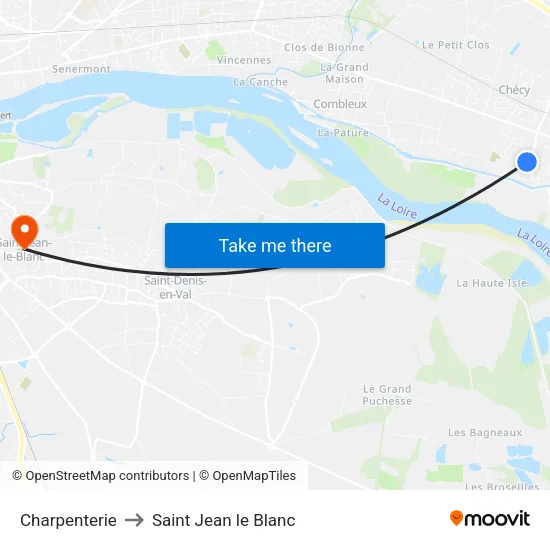 Charpenterie to Saint Jean le Blanc map