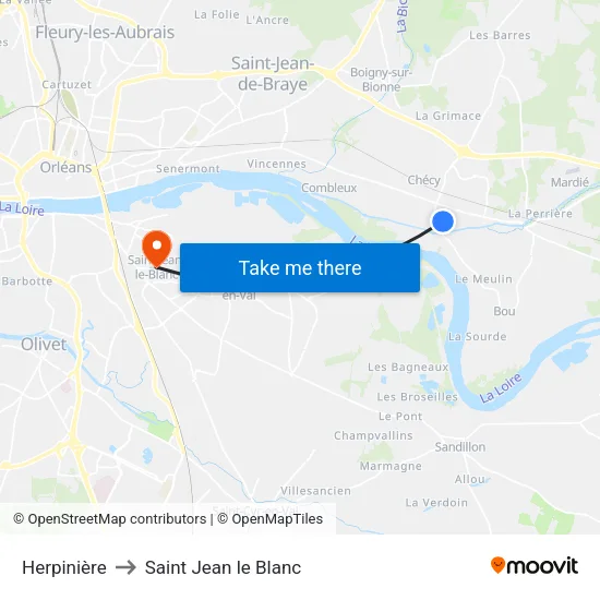 Herpinière to Saint Jean le Blanc map
