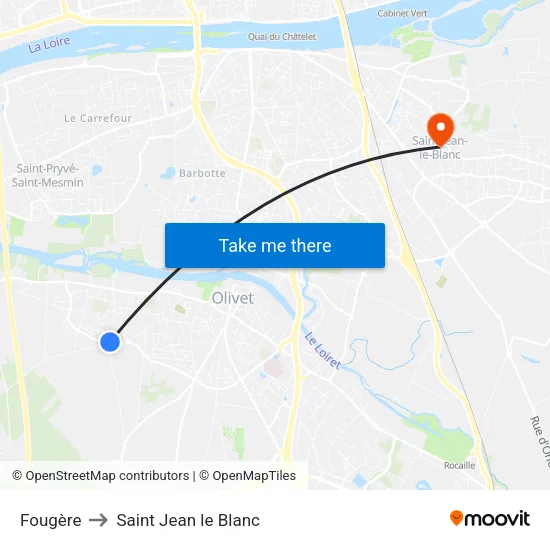 Fougère to Saint Jean le Blanc map