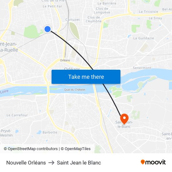 Nouvelle Orléans to Saint Jean le Blanc map