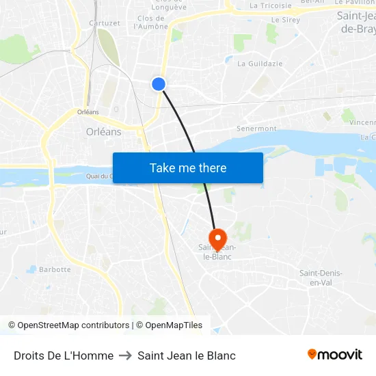 Droits De L'Homme to Saint Jean le Blanc map