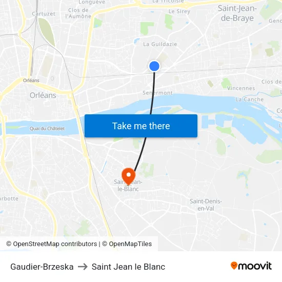 Gaudier-Brzeska to Saint Jean le Blanc map