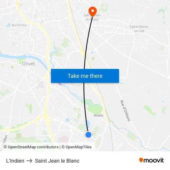 L'Indien to Saint Jean le Blanc map