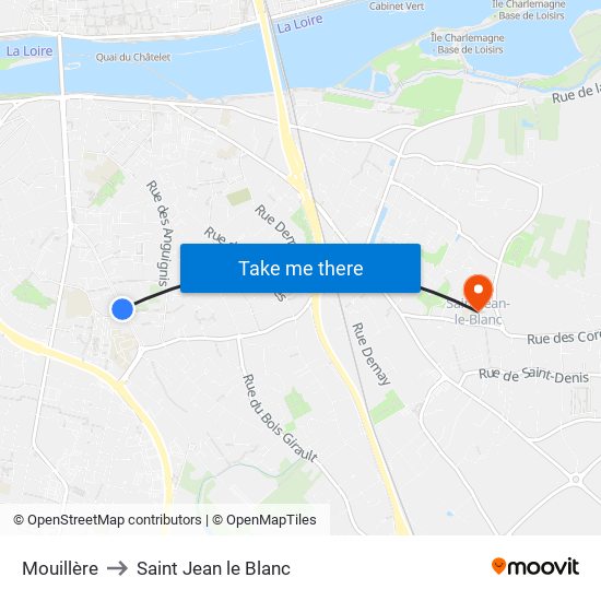 Mouillère to Saint Jean le Blanc map