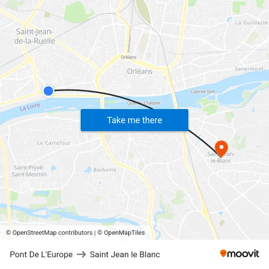 Pont De L'Europe to Saint Jean le Blanc map