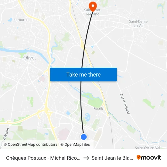 Chèques Postaux - Michel Ricoud to Saint Jean le Blanc map
