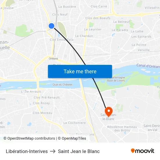 Libération-Interives to Saint Jean le Blanc map