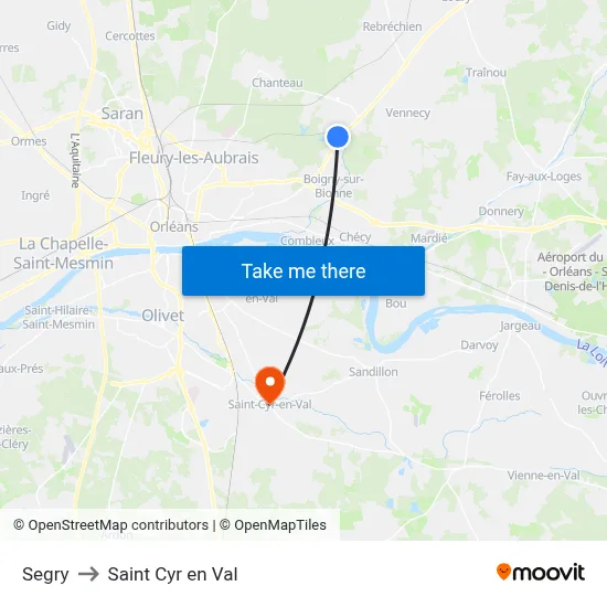 Segry to Saint Cyr en Val map