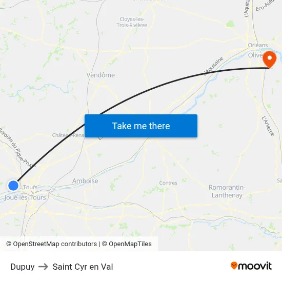 Dupuy to Saint Cyr en Val map