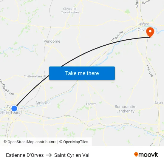 Estienne D'Orves to Saint Cyr en Val map