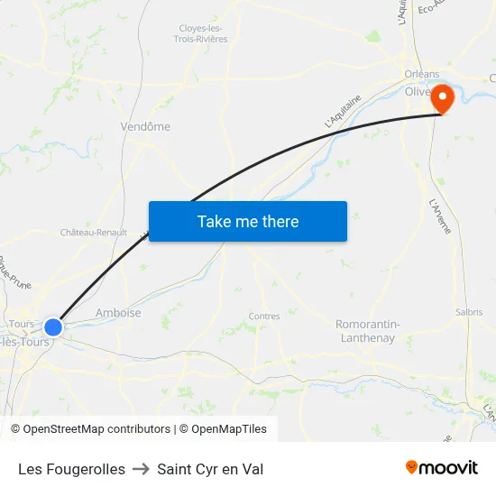 Les Fougerolles to Saint Cyr en Val map