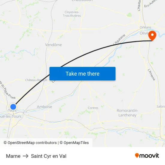 Marne to Saint Cyr en Val map