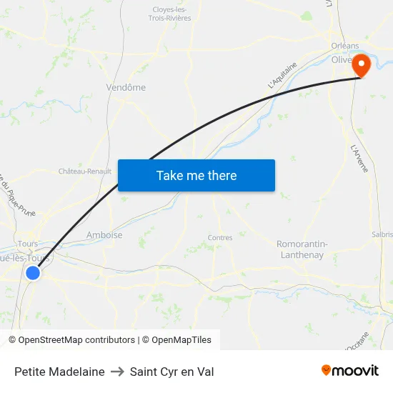 Petite Madelaine to Saint Cyr en Val map