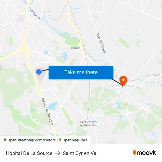 Hôpital De La Source to Saint Cyr en Val map