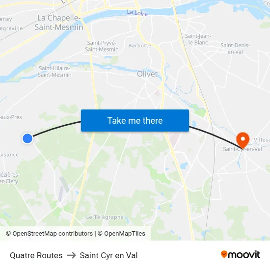 Quatre Routes to Saint Cyr en Val map
