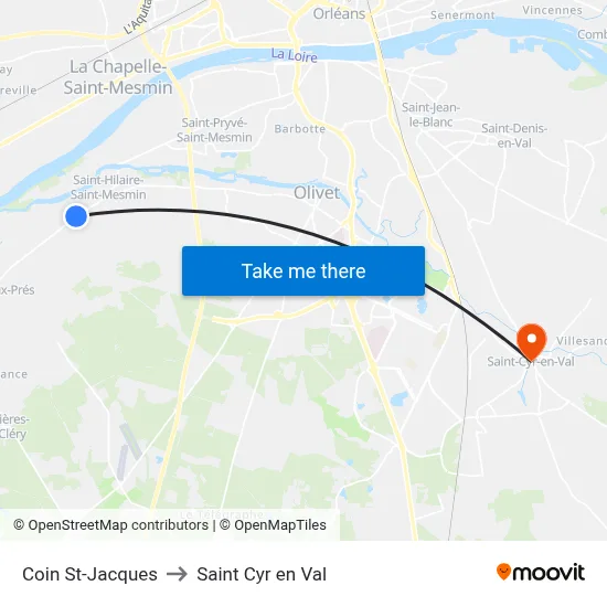 Coin St-Jacques to Saint Cyr en Val map