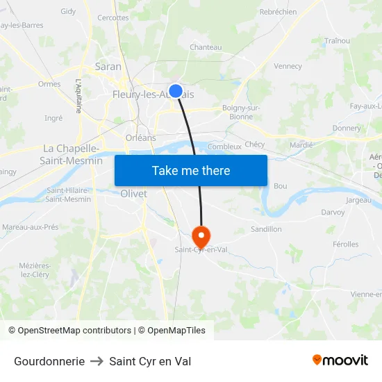 Gourdonnerie to Saint Cyr en Val map