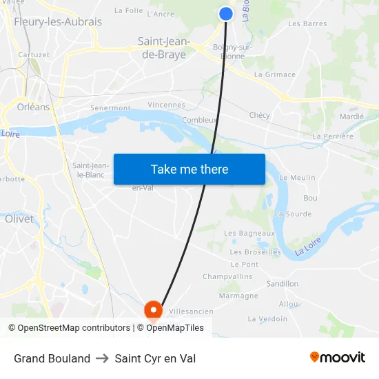 Grand Bouland to Saint Cyr en Val map