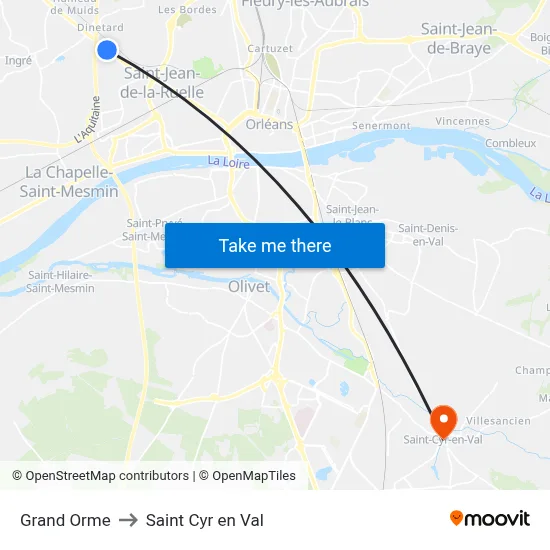 Grand Orme to Saint Cyr en Val map