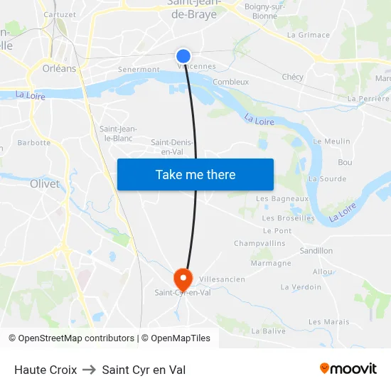Haute Croix to Saint Cyr en Val map