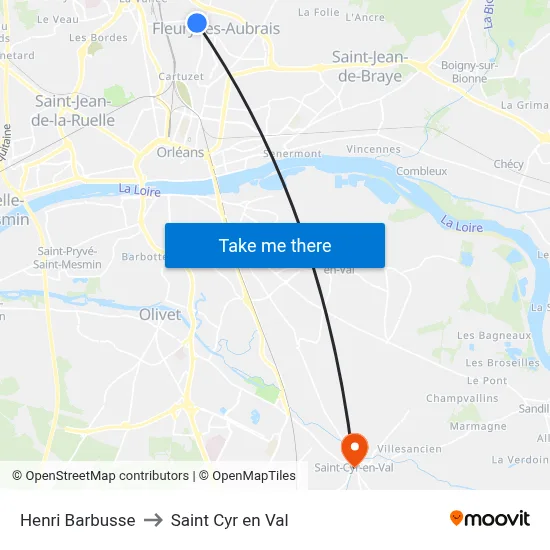 Henri Barbusse to Saint Cyr en Val map