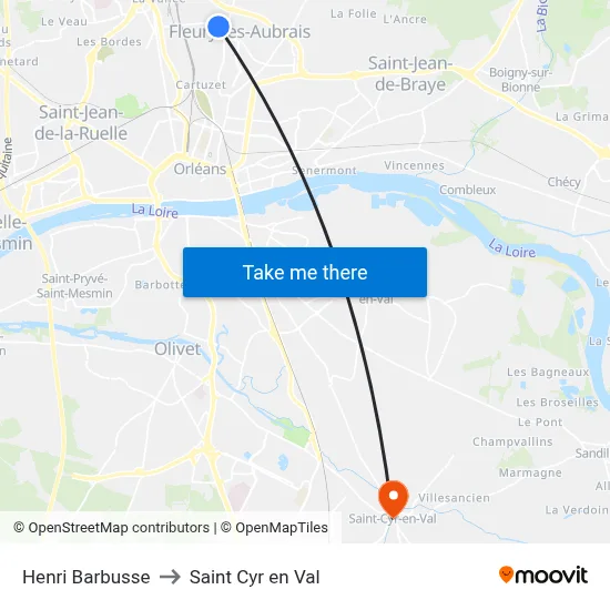 Henri Barbusse to Saint Cyr en Val map