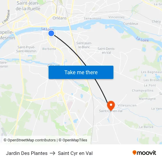 Jardin Des Plantes to Saint Cyr en Val map