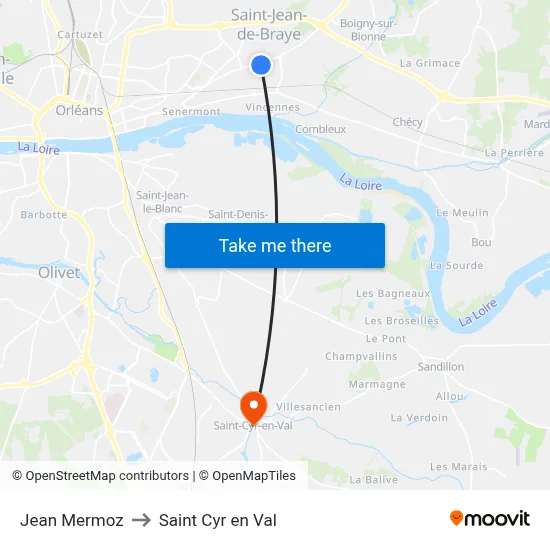 Jean Mermoz to Saint Cyr en Val map