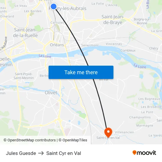 Jules Guesde to Saint Cyr en Val map