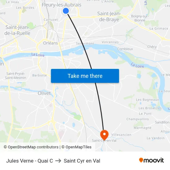 Jules Verne - Quai C to Saint Cyr en Val map