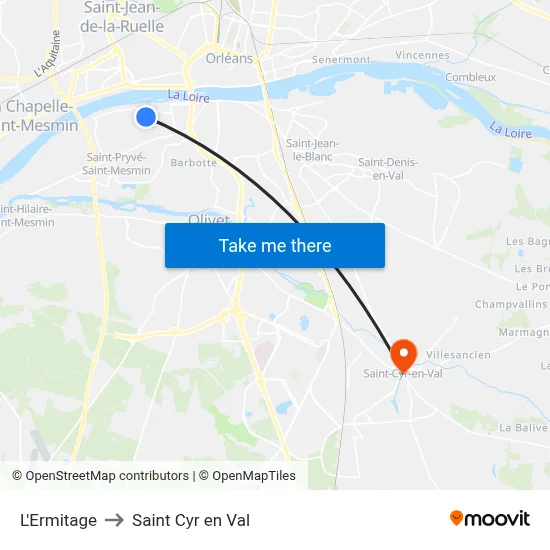 L'Ermitage to Saint Cyr en Val map