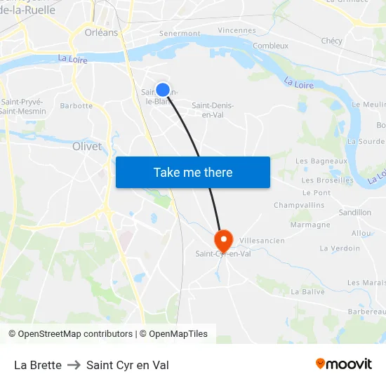 La Brette to Saint Cyr en Val map