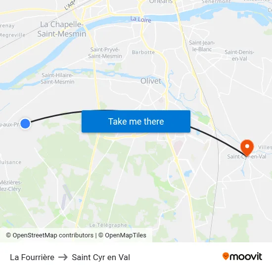 La Fourrière to Saint Cyr en Val map