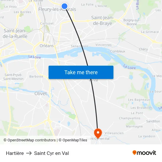 Hartière to Saint Cyr en Val map