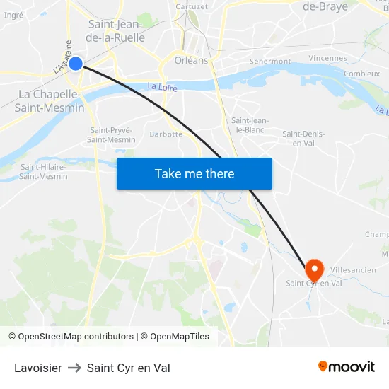 Lavoisier to Saint Cyr en Val map