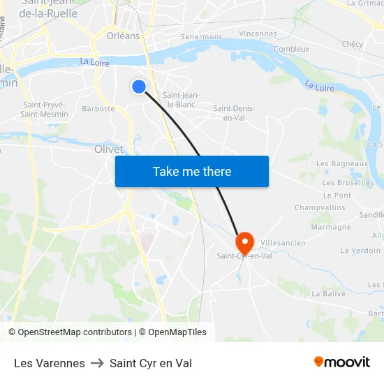 Les Varennes to Saint Cyr en Val map