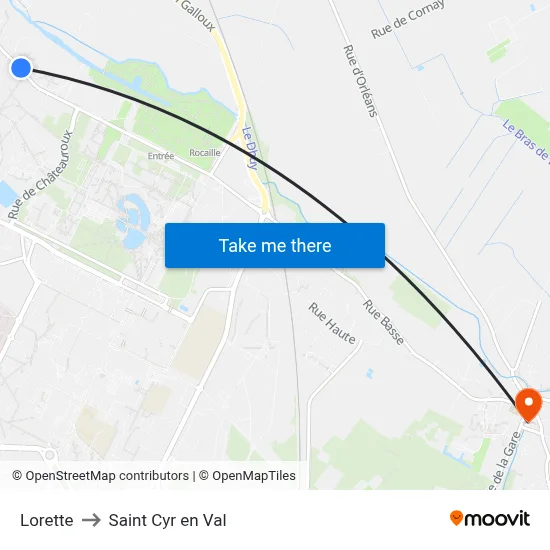 Lorette to Saint Cyr en Val map