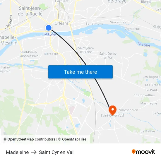 Madeleine to Saint Cyr en Val map