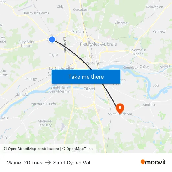 Mairie D'Ormes to Saint Cyr en Val map