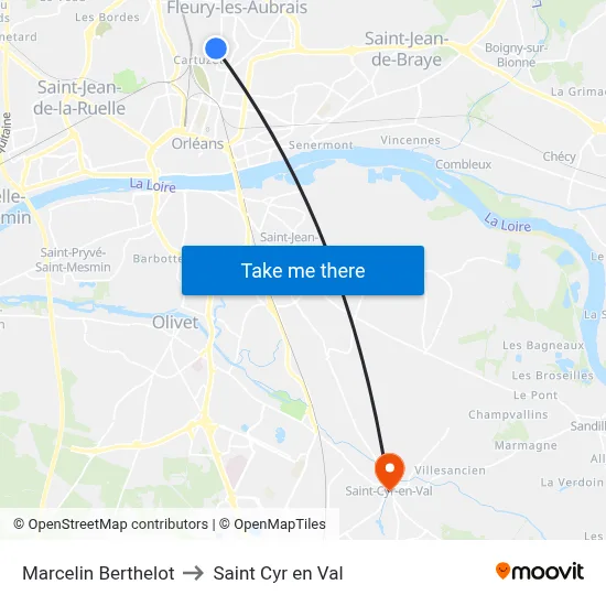 Marcelin Berthelot to Saint Cyr en Val map