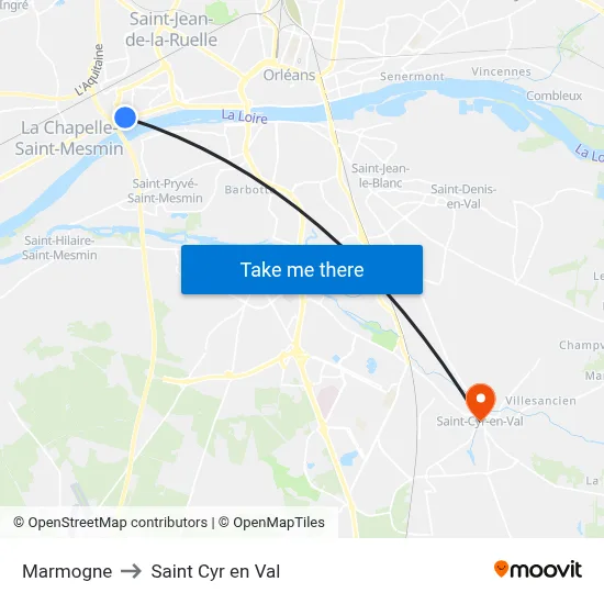 Marmogne to Saint Cyr en Val map