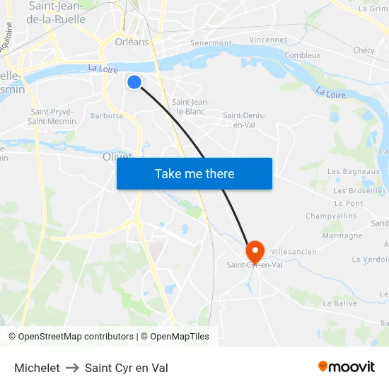 Michelet to Saint Cyr en Val map