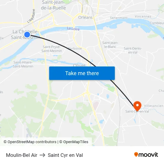 Moulin-Bel Air to Saint Cyr en Val map