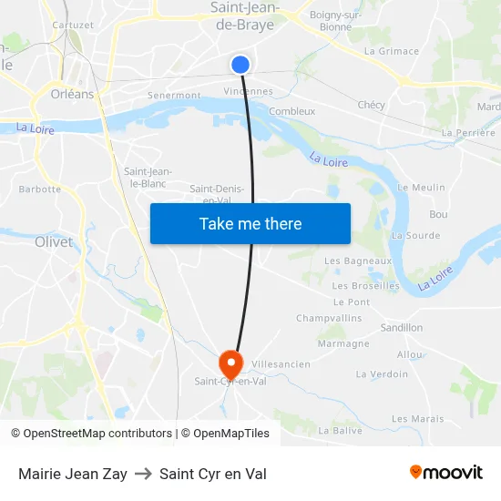 Mairie Jean Zay to Saint Cyr en Val map