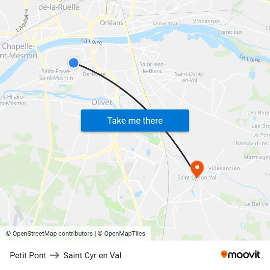 Petit Pont to Saint Cyr en Val map