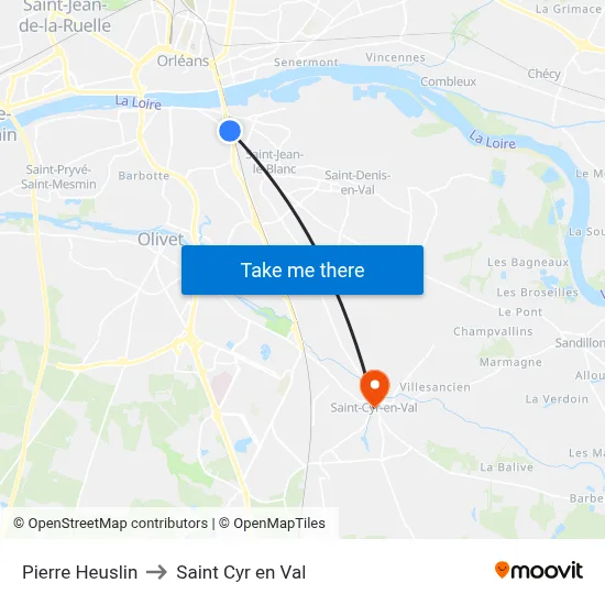 Pierre Heuslin to Saint Cyr en Val map