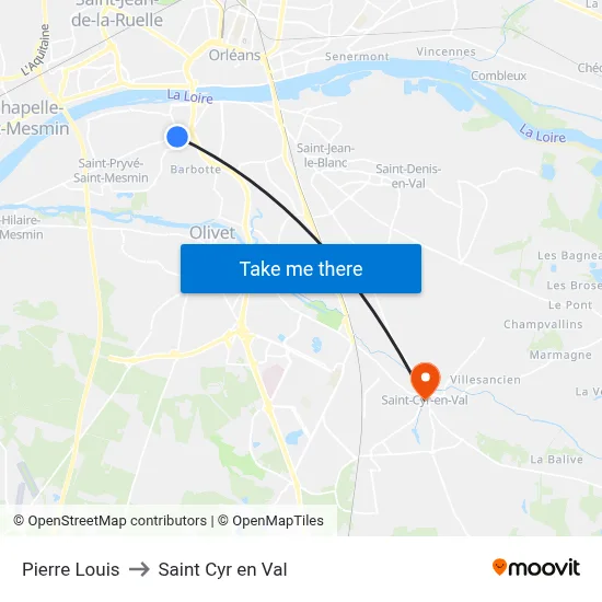 Pierre Louis to Saint Cyr en Val map