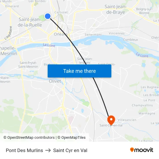 Pont Des Murlins to Saint Cyr en Val map