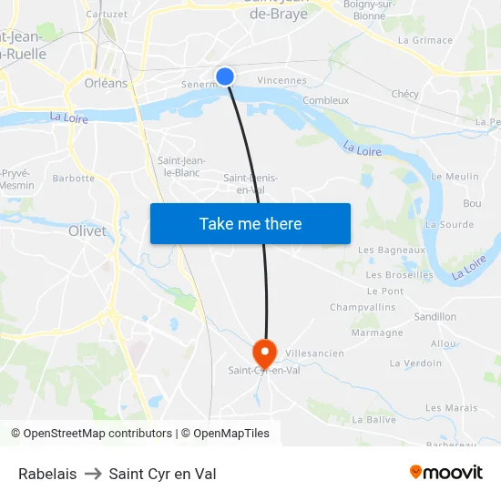 Rabelais to Saint Cyr en Val map